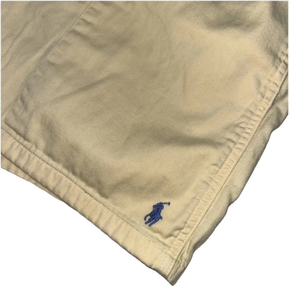 Vintage Polo Ralph Lauren Butter Yellow Shorts Purple Pony Womens Large USA MADE